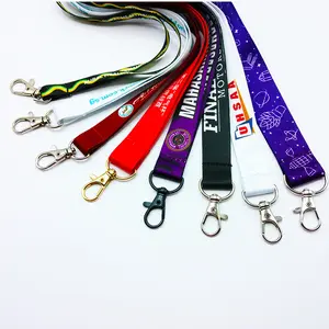 Low Moq Promotionele Op Maat Gemaakte Bedrukte Hals Polyester Lanyard Met Logo Op Maat