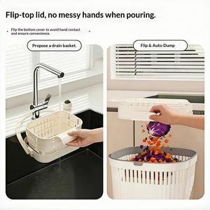 New Style Foldable Hanging Sink Filter Sink Strainer <b>Basket</b> Plastic Kitchen Auto-dump Colander Strainer <b>for</b> Food Waste - Product Image 5