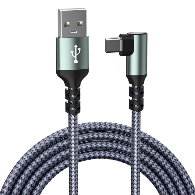 JILIAN Manufacturer Mobile Accessories 2m 6ft Nylon Braid 18W Right Angle Fast Charger Mobile Phone Laptop 90 Degree USB Type-C