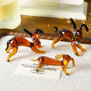 Statuette de chiot en verre soufflé à la main, <span class=keywords><strong>d</strong></span>écoration <span class=keywords><strong>d</strong></span>'intérieur mignonne, mini ornement de table en forme de chien, cadeau de dessin animé - Product Image 3