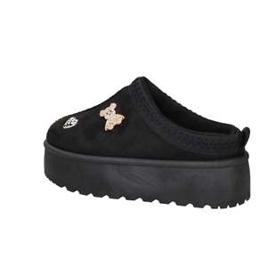 Zuecos Negros Laura Biagiotti para Mujer, Modelo 9262, con Detalle de Oso y Corazón con Pedrería, Suela de Plataforma - Product Image 3