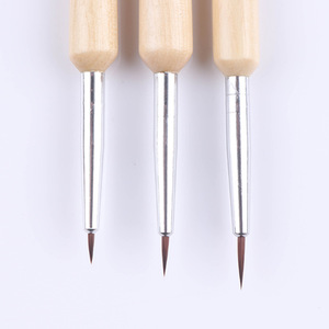 3Pcs Wood Color Nylon Nail Art Liner Brush <b>Set</b> Ultra Fine Tip <b>Crimped</b> Flower Drawing Pens for Gel Painting - Product Image 2