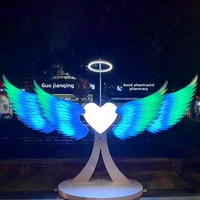Lumières de sculpture interactives à détection LED personnalisées en forme d'ailes d'ange, indice de protection IP65, 111-240V, en fer, acrylique et verre, à intensité variable, or/blanc/gris