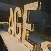 Enseigne lumineuse 3D personnalisée à lettres canal LED, finition dorée, face en cristal, pour devanture de magasin, logo lumineux, enseigne commerciale intérieure/extérieure