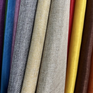 Tela de tapicería de poliéster 100% transpirable tejida duradera con textura sólida de lino para fundas de cojines de asiento de sillón de sofá - Product Image 1