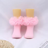 Chaussettes pour filles, nouvelle mode 2025, mignonnes, avec nœud, style princesse Lolita, respirantes, tricotées, bord festonné, dentelle, volants moelleux, chaussettes pour bébé