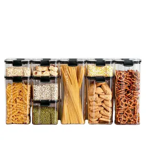 Transparent BPA Free Air Tight Easy Open Lids Cereal Seal Pot Dry Food Storage Containers for Pantry Organization
