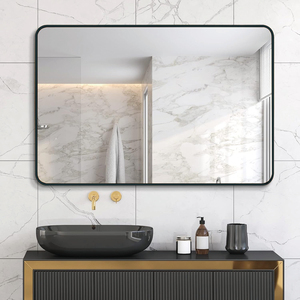 <b>30x40</b> Inch Black Metal <b>Framed</b> Rectangular Bathroom Mirror For Wall Mounting - Product Image 2