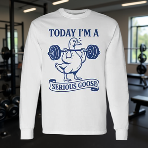 Hoy soy un pato serio, camiseta de manga larga unisex con cuello redondo para gimnasio, fitness y levantamiento de pesas - Product Image 2
