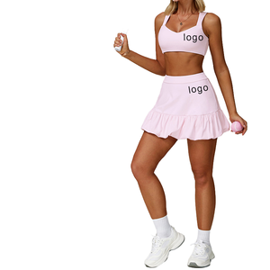 दो टुकड़े टेनिस स्कर्ट सेट महिलाओं के लिए दो टुकड़ा मिनी स्कर्ट सेट गोल्फ स्केर्ट एथलेटिक स्कर्ट - Product Image 1