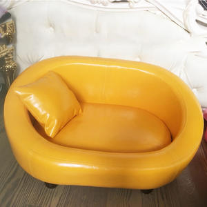 Sofá cama de cuero para mascotas, mueble de madera de lujo con cojín lavable adecuado para perros y gatos - Product Image 2
