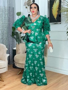 Nouvelle robe <span class=keywords><strong>Kanga</strong></span> en coton perlé et paillettes, grande taille, robe de soirée élégante pour femmes européennes, robe longue de style africain luxueuse - Product Image 2