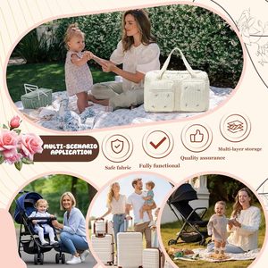 Grand <span class=keywords><strong>sac</strong></span> à langer et <span class=keywords><strong>sac</strong></span> <span class=keywords><strong>de</strong></span> <span class=keywords><strong>maternité</strong></span> en coton brodé pour maman, idéal pour les voyages, l'accouchement à l'hôpital et la poussette - Product Image 5