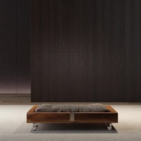 Lit moderne de luxe en bois pour intérieur et extérieur pour chien Lit minimaliste de luxe pour animal de compagnie Cadre en bois fabriqué à la main avec coussin ultra doux pour chiens