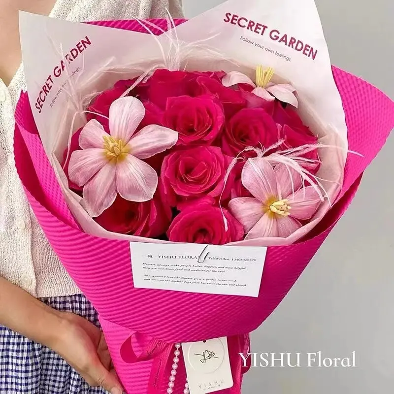Papier d'emballage pour fleurs en relief 3d Papier d'emballage pour bouquet de fleurs Papier d'emballage pour fleuriste