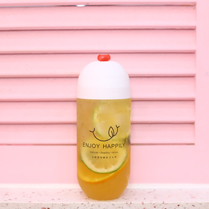 Nuevo Diseño Creativo Personalizable, Botella Vacía Transparente de 500 ml con Forma de Cápsula para Bebidas, Jugos de Frutas, Té con Leche Boba - Product Image 1