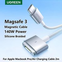Câble de charge magnétique UGREEN Type C vers MagSafe 3, 2m, PD140W, en silicone tressé, avec LED, chargeur USB C pour Apple Macbook Pro Air 16