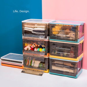 New Style Pulleys Transparent Large Capacity Stacked Food Clothes Two Opening doors Storage Box