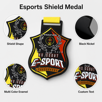 Médaille de tournoi d'e-sport personnalisée OEM ODM, finition nickel noir mat, émail, thème Scout, récompense souvenir avec ruban imprimé