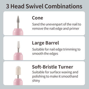 Lime à ongles et coupe-ongles électrique portable avec dissolvant de vernis, dissolvant de cuticules, <span class=keywords><strong>appareil</strong></span> de meulage à domicile et têtes de remplacement - Product Image 3