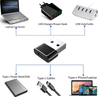 Konverter Konektor USB 2.0 a Male ke Type C Female, Adaptor USB Type C OTG untuk Pengisian Daya dan Transfer Data