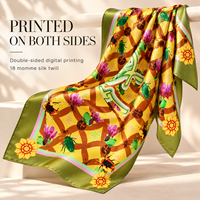 Foulard carré en twill de soie pure 18 Momme avec impression personnalisée recto-verso 36x36 pouces pour marques de boutiques