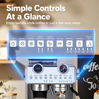 Machine à expresso électrique avec moulin intégré, manomètre visuel, pré-infusion, réservoir à grains de 250 g, en acier inoxydable, pour la maison, le bureau, l'hôtel
