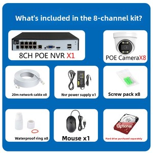 Kit de Vigilância <span class=keywords><strong>NVR</strong></span> POE Xiongmai de 8 Canais com Visão Noturna e Armazenamento em Disco Rígido, Câmera Dome Hemisférica Interna 8MP 4K - Product Image 2
