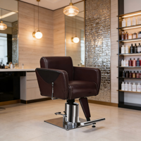 Fauteuil de Salon de Coiffure et de Massage Hydraulique en Cuir PU de Luxe avec Repose-Pieds – Équipement de Salon Robuste