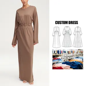 महिलाओं के कपड़े निर्माता परिधान आपूर्तिकर्ता कस्टम उच्च गुणवत्ता वाले यूरोप विक्रेता महिलाओं की लंबी आस्तीन वाली सुरुचिपूर्ण आरामदायक मैक्सी ड्रेस