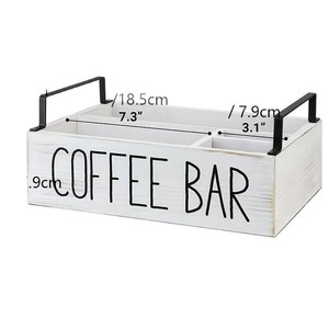 Wooden Coffee Storage <b>Box</b> Rectangle Compartmentalized Desktop Organizer For <b>Tea</b> Bag And Coffee Supplies - Product Image 5