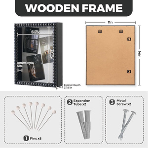 Vitrine en bois massif et verre, cadre profond pour photos, souvenirs, collections avec porte <span class=keywords><strong>à</strong></span> perles uniques - Product Image 5