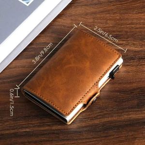 Siy193 Customized Logo <b>Leather</b> Credit Rfid Wallet Pop up Business Id Aluminum Name Card <b>Binder</b> Holder - Product Image 3