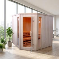 Sauna de Vapor Seco de Infrarrojos Lejanos para 4-6 Personas, de Madera Sólida de Cedro Rojo Canadiense, con Diseño Moderno y Conexión Eléctrica