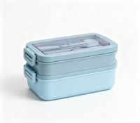 Boîte à bento en acier inoxydable à double couche, conteneur isotherme pour le déjeuner avec couverts, grande capacité, couvercle hermétique, boîte alimentaire portable