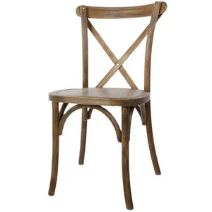 Solid Wood Vineyard Cross Back Chair Country Style Farmhouse Dining for Wedding Banquet for Event Furniture