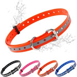 Tairro TPU Dog <b>Collar</b> Replacement Strap Reflective Orange Adjustable Waterproof Durable All Breed Sizes - Product Image 2