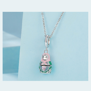 Abalorio de muñeca Matryoshka de Plata de Ley 925 para pulsera y collar, colgante de joyería DIY, regalo de muñeca anidada rusa - Product Image 4