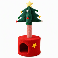 Rascador para Gatos con Forma de Árbol de Navidad, Árbol para Gatos de Felpa con Poste de Sisal para Rascar, Base de Cueva Acogedora para Gatos, Muebles Navideños para Mascotas