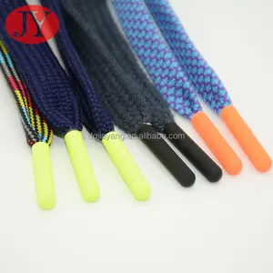 china factory supplier flat cotton shoelace colorful shoe lace with metal aglet tips custom rubber metal lace aglet ends