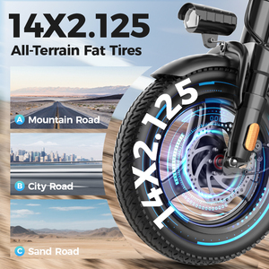 Bicicletta Elettrica Pieghevole Portatile 250W 14 Pollici 25km/h con Gomme Larghe Bici Elettrica per Adulti - Product Image 2