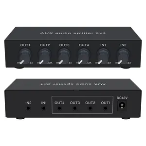 Splitter Audio 2 in 4 out con funzione di regolazione del volume, con ingresso di miscelazione, amplificazione hi-fi stereo