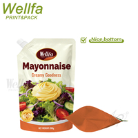 Pochette de recharge personnalisée imprimée pour mayonnaise de qualité alimentaire, sauce salade, sauce barbecue, liquides, avec bec verseur, en aluminium, Doypack