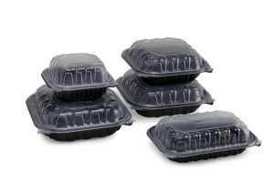 9*9 <span class=keywords><strong>3</strong></span> khoang phục vụ đen phân hủy sinh học lấy đi <span class=keywords><strong>container</strong></span> lò vi ba dùng một lần PP nhựa hộp đựng thức ăn - Product Image 2