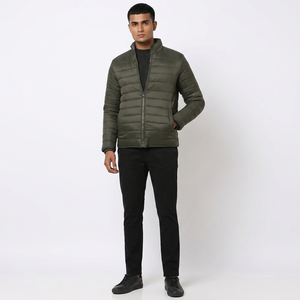 Veste matelassée d'hiver la plus vendue, personnalisable, couleur vert foncé, style zippé, veste d'extérieur avec faible MOQ, service OEM disponible - Product Image 1