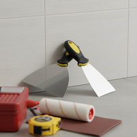 Couteau à mastic BESTLINE PP+TPR à double matériau, manche en plastique, lame en acier à haute teneur en carbone, 4 pouces, bord carré, avec poignée ergonomique