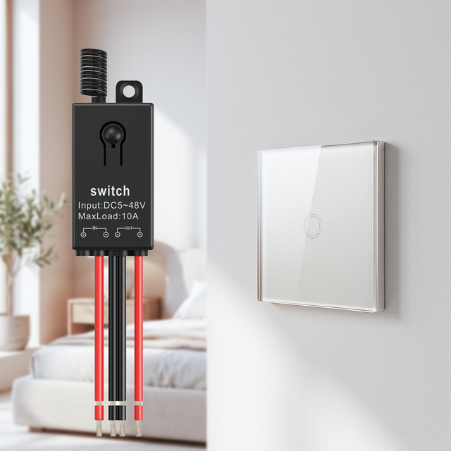 GLC Mini 12V 24V 36V 48V 10A RF433 Remote Control Switch Wireless Switch Glass Panel Suitable for Lighting and Fan Control