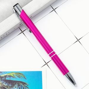 Pink Metal Ballpoint Pen with Silver Trim Durable Writing Instrument for Promotional Activities Custom Logo Printed - Product Image 1