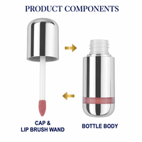 Tube vide personnalisé pour fard à joues liquide, capuchon argenté brillant, miroir intérieur, sérigraphie ABS, électroplaqué, maquillage en gros, OEM, 8 ml
