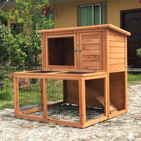 SDR012 Grand clapier à lapins avec nichoir, clapier à cage de canard à caille de lapin à 2 étages avec résistant aux intempéries pour arrière-cour